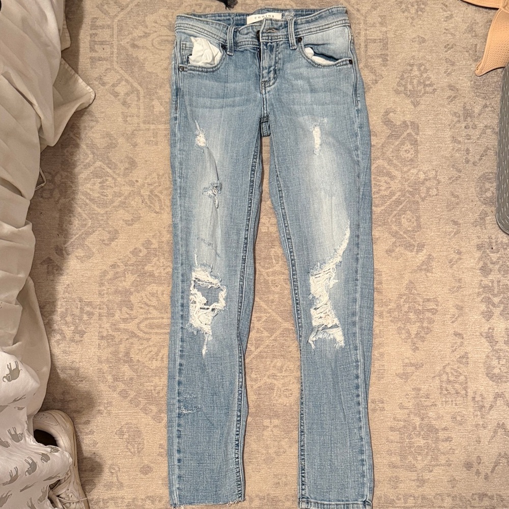 Eunina Light Blue Distressed Skinny Jeans